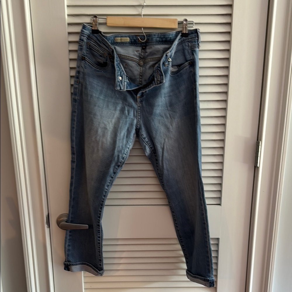 Catherines Blue Slim Boyfriend Jeans with Stretchy Comfort